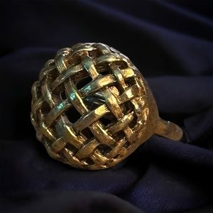 Vintage adjustable round lattice ring